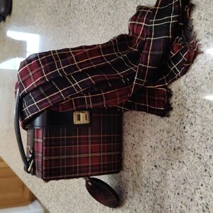 Plaid Handbag with Matching Scarf